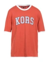 Michael Kors Mens Man T-shirt Orange Size Xxl Cotton