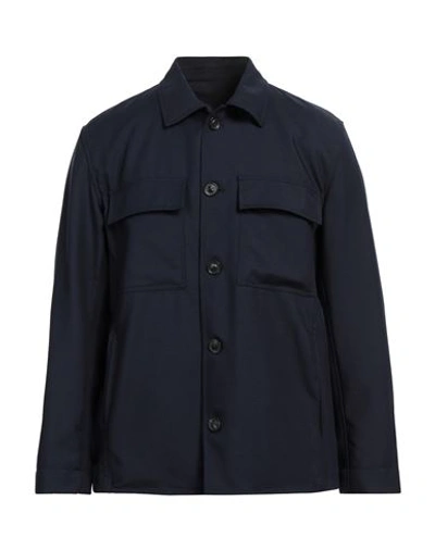 Lardini Man Shirt Navy Size Xl Wool, Mohair Wool, Cotton In Navy Blue