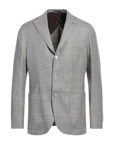 Barba Napoli Man Blazer Grey Size 44 Virgin Wool, Silk, Linen