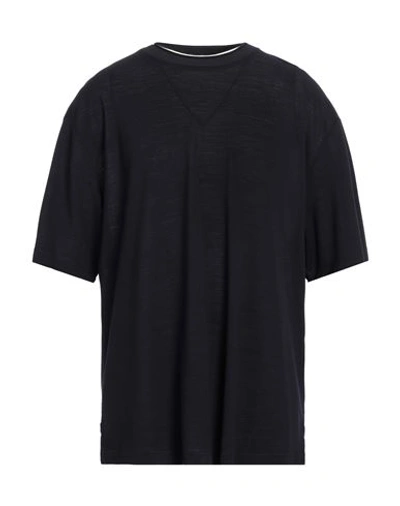Emporio Armani Man T-shirt Midnight Blue Size L Virgin Wool, Lyocell