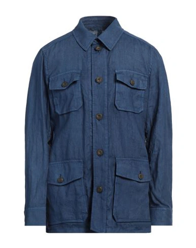 Lardini Man Jacket Blue Size 42 Linen