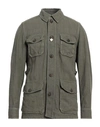 Lardini Man Jacket Military Green Size 46 Linen