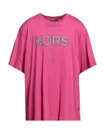 Michael Kors Mens Man T-shirt Fuchsia Size 3xl Cotton In Pink