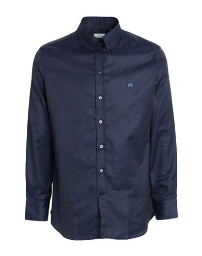 Etro Man Shirt Midnight Blue Size 15 Cotton