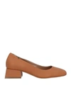Tory Burch Woman Pumps Camel Size 11 Leather In Beige