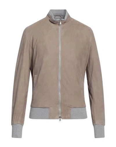 Barba Napoli Man Jacket Grey Size 48 Leather