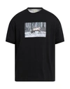 Emporio Armani Man Sweatshirt Black Size L Cotton, Polyester In Black