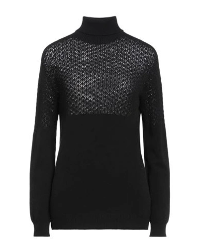 Sandro Ferrone Woman Turtleneck Black Size L Viscose, Polyester, Polyamide