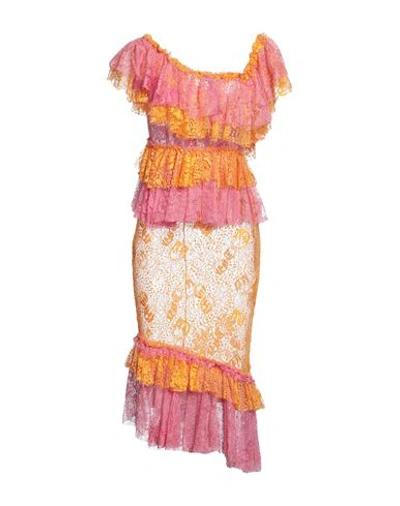 Daizy Shely Woman Midi Dress Orange Size 4 Viscose, Polyamide