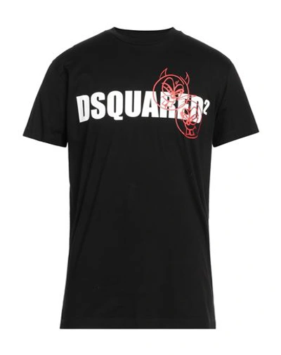 Dsquared2 Man T-shirt Black Size L Cotton In Black