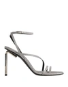 OFF-WHITE OFF-WHITE WOMAN SANDALS SILVER SIZE 8 LEATHER