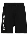 Dsquared2 Cotton Logo Print Shorts In Black
