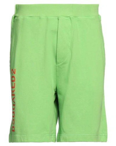 Dsquared2 Man Shorts & Bermuda Shorts Green Size M Cotton, Elastane