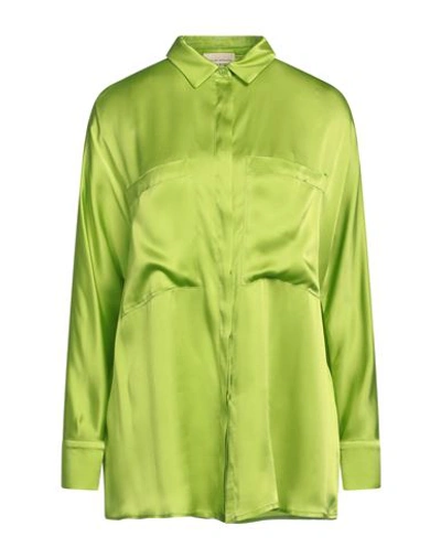 Semicouture Woman Shirt Acid Green Size 4 Acetate, Silk