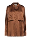 Semicouture Woman Shirt Brown Size 10 Acetate, Silk
