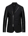 DSQUARED2 DSQUARED2 MAN BLAZER BLACK SIZE 46 VIRGIN WOOL, ELASTANE, SOFT LEATHER