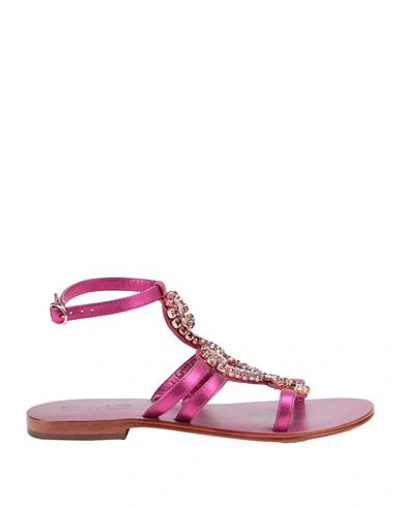 Emanuélle Vee Woman Sandals Fuchsia Size 8 Leather In Pink