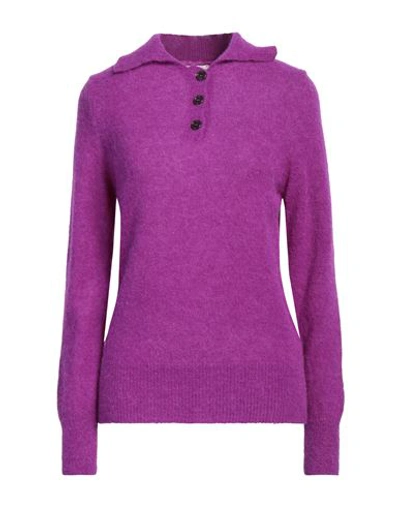 Dries Van Noten Woman Sweater Purple Size M Alpaca Wool, Polyamide, Merino Wool