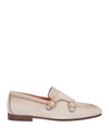 Santoni Man Loafers Beige Size 11 Leather