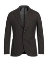 Barba Napoli Man Suit Jacket Dark Brown Size 38 Wool