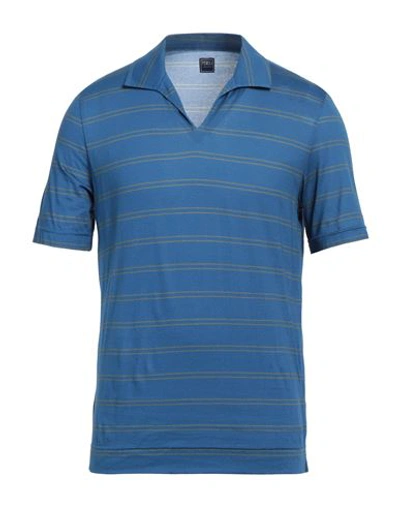 Fedeli Man Polo Shirt Navy Blue Size 42 Cotton
