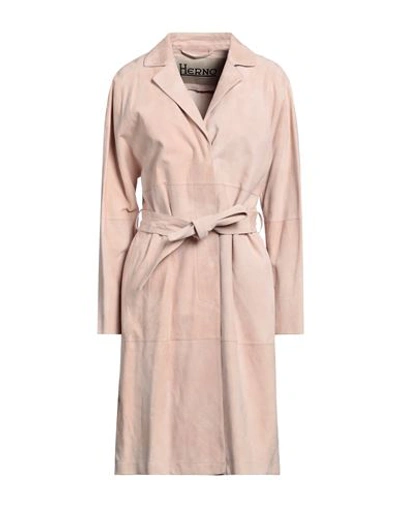 Herno Woman Overcoat Blush Size 4 Leather In Pink