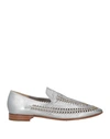 Giorgio Armani Woman Loafers Silver Size 11 Leather