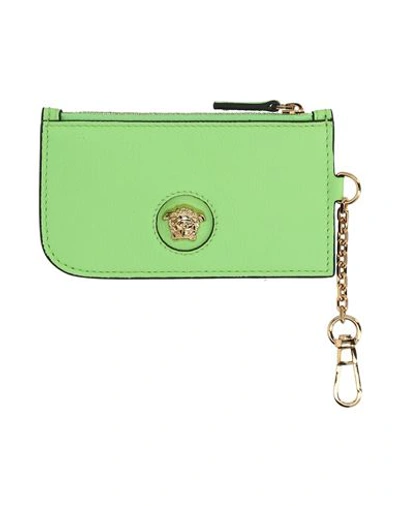 Versace Woman Coin Purse Light Green Size - Leather