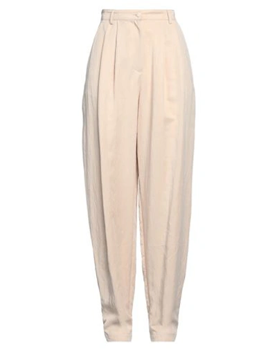 Emporio Armani Woman Pants Sand Size 14 Lyocell, Polyamide In Beige