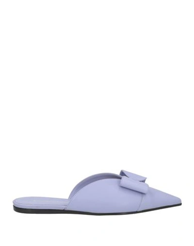 Emporio Armani Bow-detailed Leather Slippers In Purple