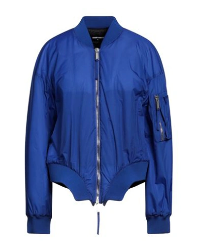 Dsquared2 Woman Jacket Bright Blue Size 8 Polyamide, Polyurethane