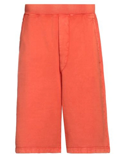 Dsquared2 Man Shorts & Bermuda Shorts Orange Size M Cotton, Elastane