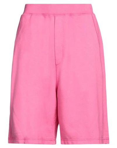 Dsquared2 Man Shorts & Bermuda Shorts Magenta Size L Cotton, Elastane