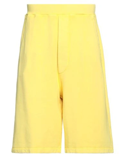 Dsquared2 Man Shorts & Bermuda Shorts Yellow Size M Cotton, Elastane