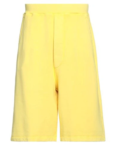 Dsquared2 Man Shorts & Bermuda Shorts Yellow Size S Cotton, Elastane