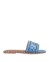 De Siena Woman Sandals Light Blue Size 8 Textile Fibers, Leather