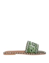 De Siena Woman Sandals Green Size 7 Textile Fibers, Leather In Green