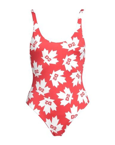 Dsquared2 Logo-printed One-piece Swimsuit In Red