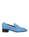 Maje Woman Loafers Azure Size 10 Leather In Blue