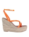 Christian Louboutin Woman Espadrilles Orange Size 10 Calfskin