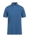 Fedeli Man Polo Shirt Blue Size 40 Cotton