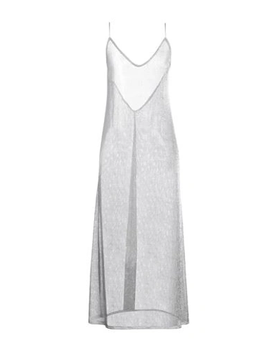 The Nina Studio Woman Midi Dress Silver Size L Polyester