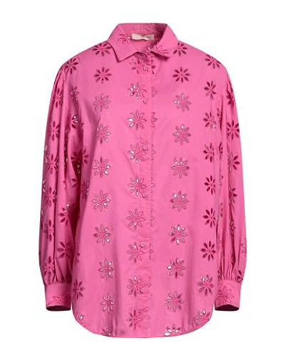 Room 52 Woman Shirt Fuchsia Size 8 Cotton In Pink