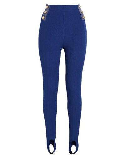 Balmain Woman Pants Blue Size 10 Viscose, Polyester, Metallic Fiber