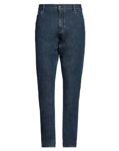Zegna Man Jeans Blue Size 34 Cotton, Elastane, Cow Leather