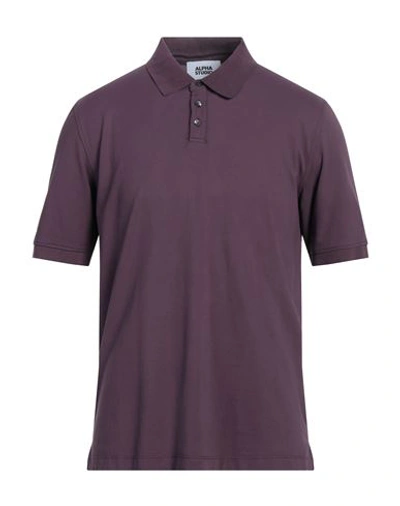 Alpha Studio Man Polo Shirt Mauve Size 42 Cotton, Elastane In Purple