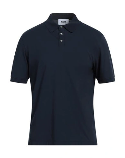 ALPHA STUDIO ALPHA STUDIO MAN POLO SHIRT MIDNIGHT BLUE SIZE 42 COTTON, ELASTANE