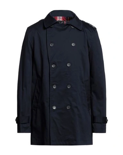 V2® Brand V2 Brand Man Overcoat & Trench Coat Midnight Blue Size S Cotton, Elastane
