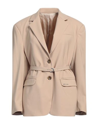 Act N°1 Woman Blazer Camel Size 6 Wool In Beige