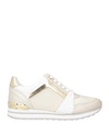 MICHAEL MICHAEL KORS MICHAEL MICHAEL KORS WOMAN SNEAKERS CREAM SIZE 8 SOFT LEATHER, TEXTILE FIBERS